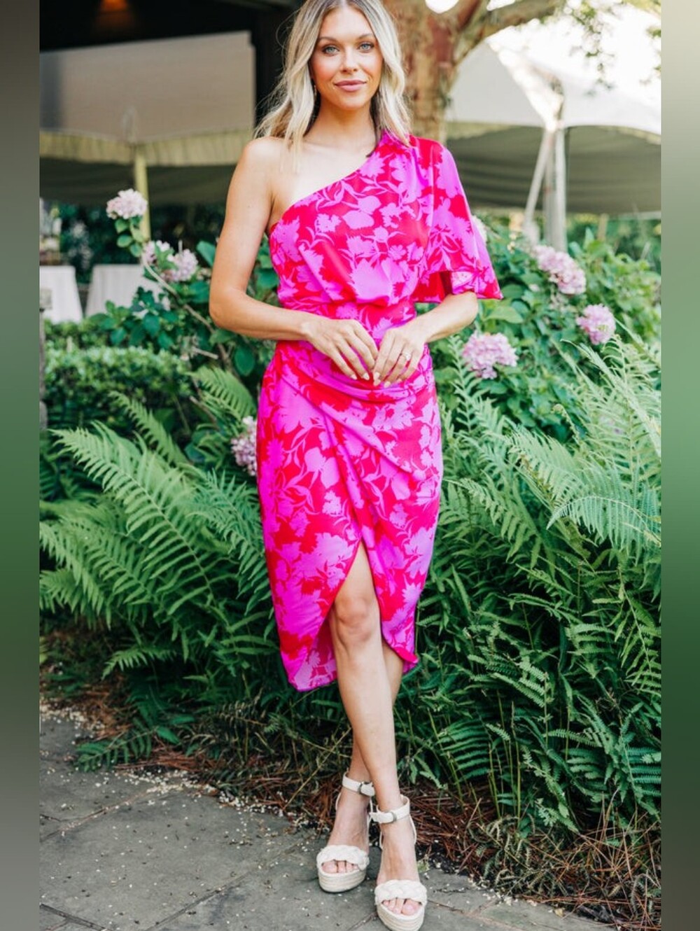DO+BE Making Moves Berry Pink Floral Midi Dress